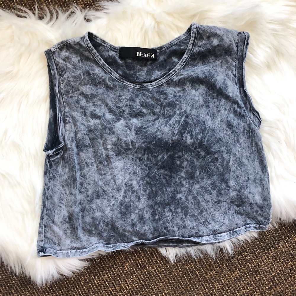 BLACK Stone Wash Crop Top | Size Small